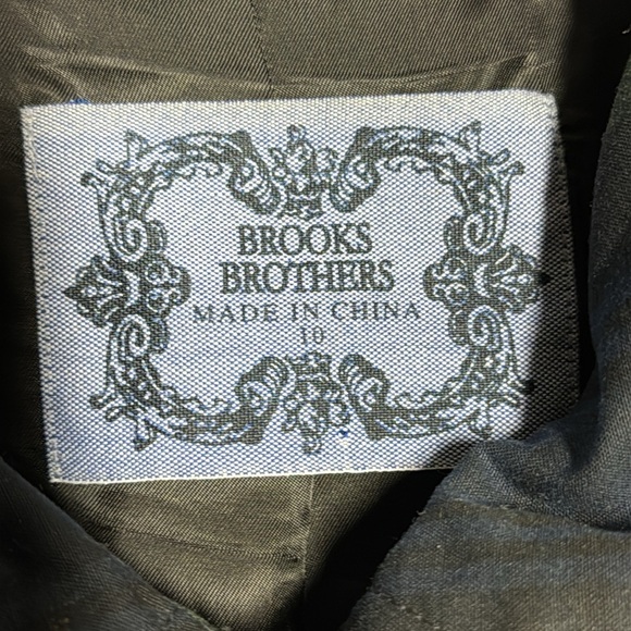Brooks Brothers Plaid 100% Cotton Blue Green Button Up Collared Pea Coat 10 - Picture 3 of 5